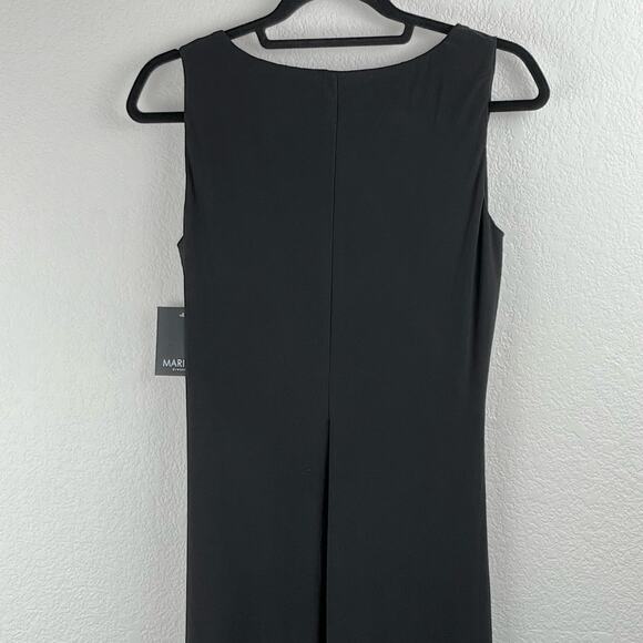 Marina Long V Neck Knot Front High Slit Sleeveless Black Maxi Dress NWT Small - Picture 9 of 15
